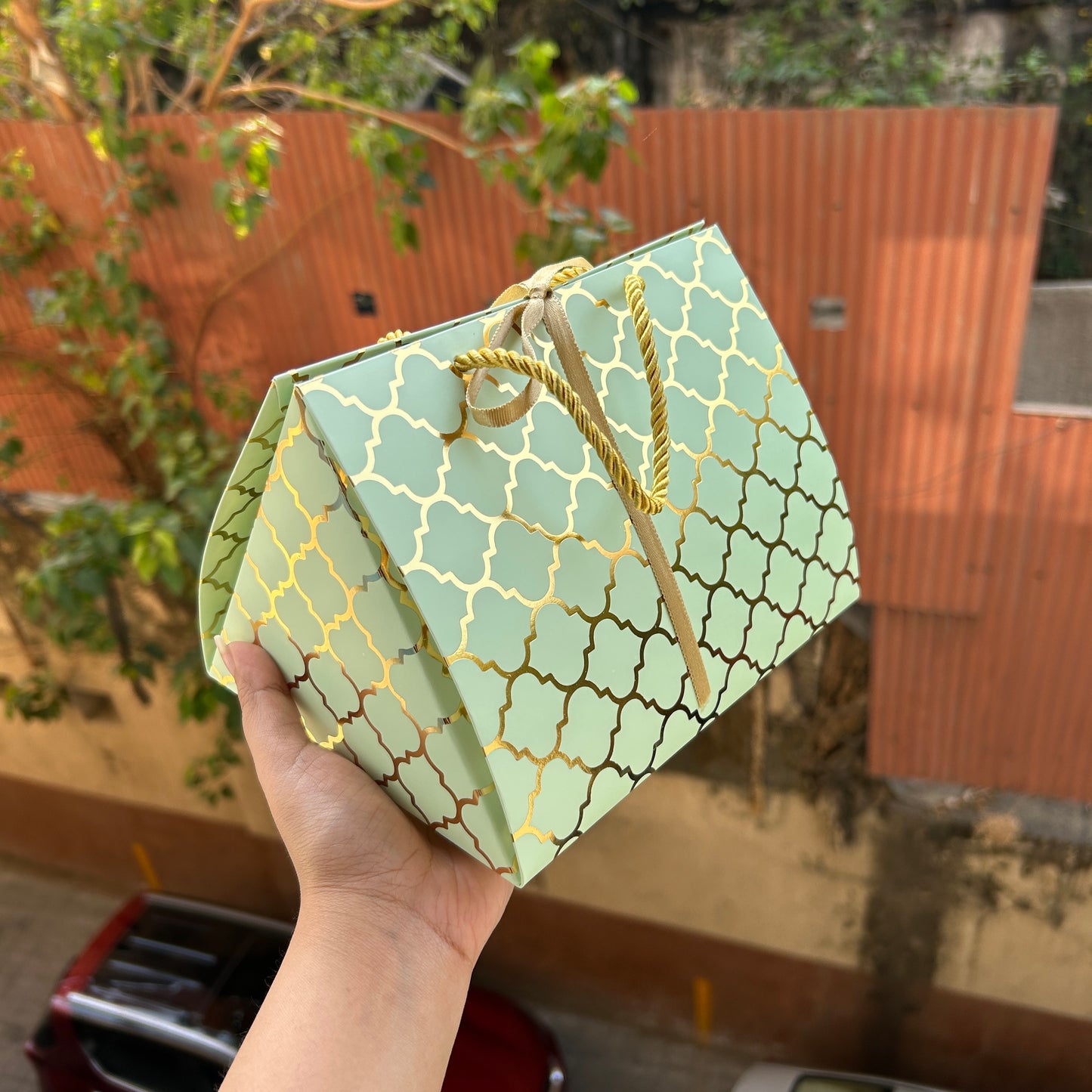 Pastel Festive Jar Triangle Box / Bag Mint Green