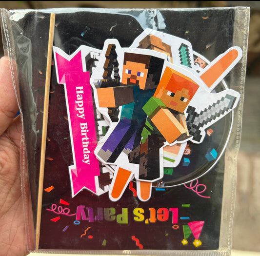 Minecraft Paper Theme Cake Topper