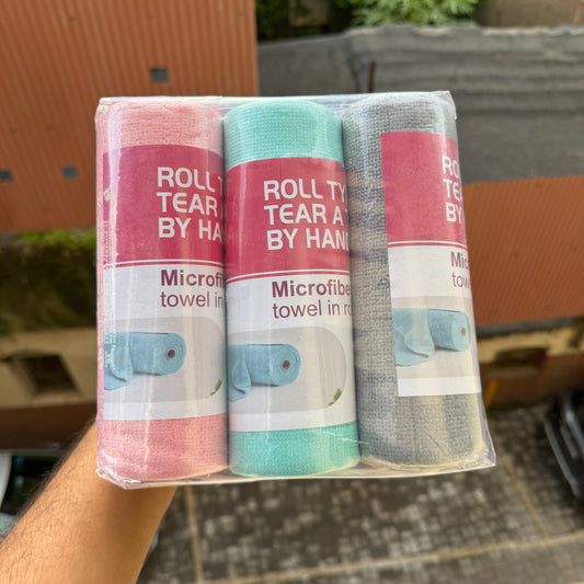 Microfibre Tear And Use Towel (Set Of 3 Rolls)
