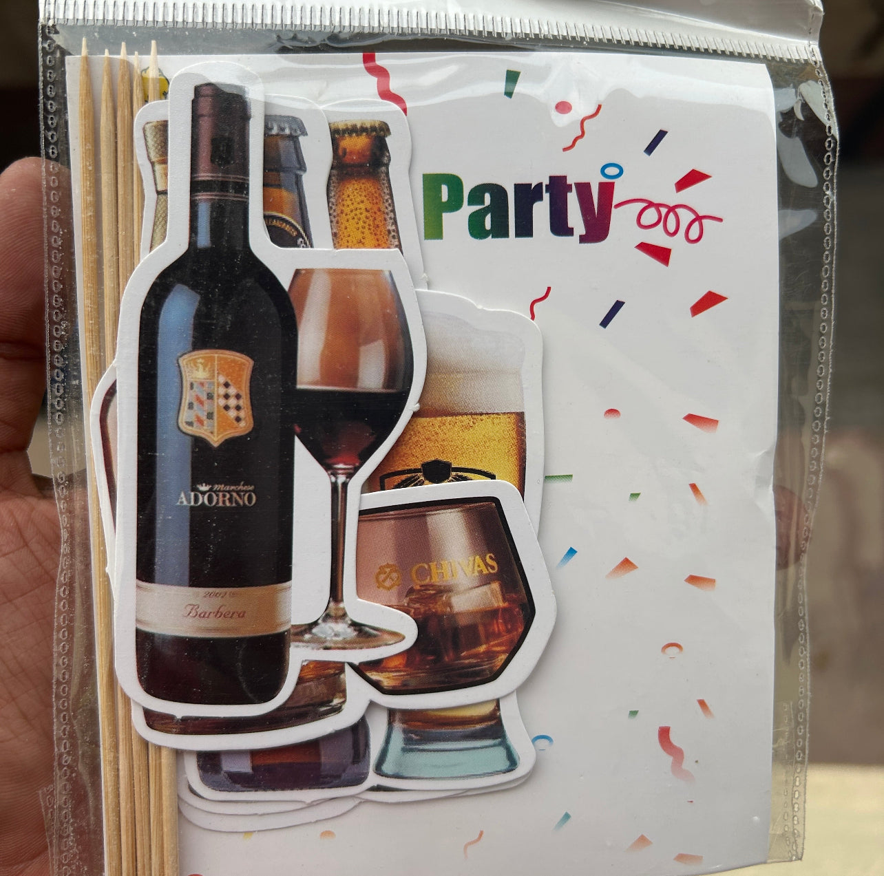 Alcohol Paper Theme Cake Topper