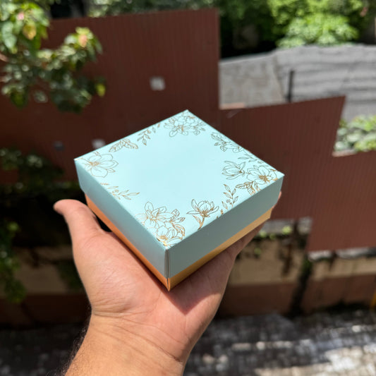 Pastel Petals Collection - Single Brownie Box Sky Blue (10pc) Top Bottom