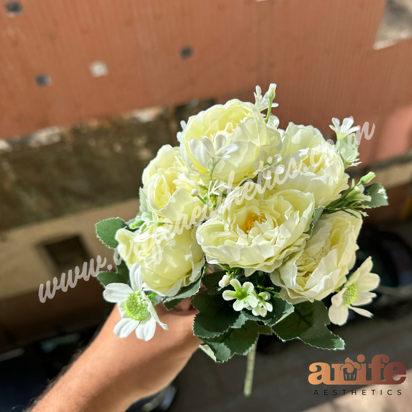 Off White ABCD Artificial Flower Bunch
