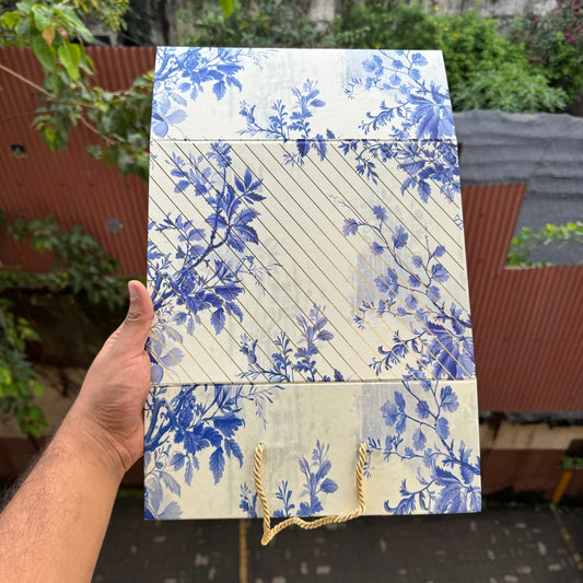 Premium Aesthetic Floral Print Collapsible Hamper Box with Gold Foiling Detailing