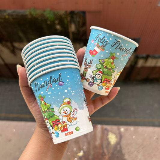 Christmas Disposables - Xmas Paper Cups 210ml (10pcs)