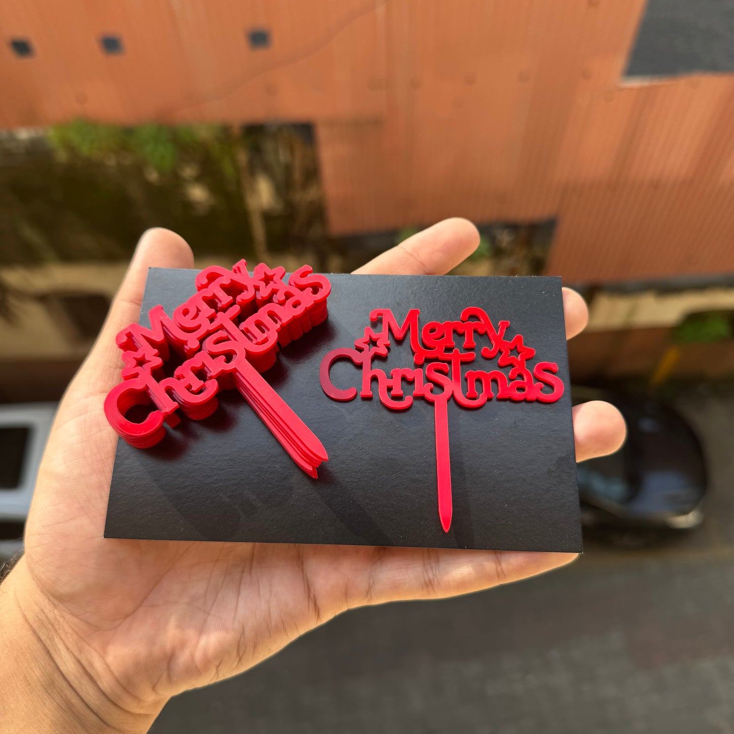 Merry Christmas Red Acrylic Topper / Tag (10 pc)