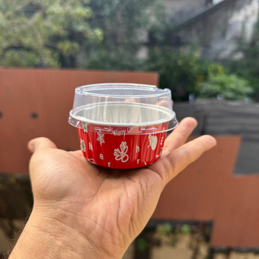 Christmas Foil Bakeable Round Cups with Lid (10pc)