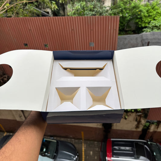 Festive Blue Hamper Box With Compartment and Handle (10pc)