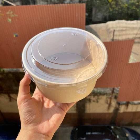 1000 ML Kraft Tub With Transparent Lid / Salad Bowl (10pc)