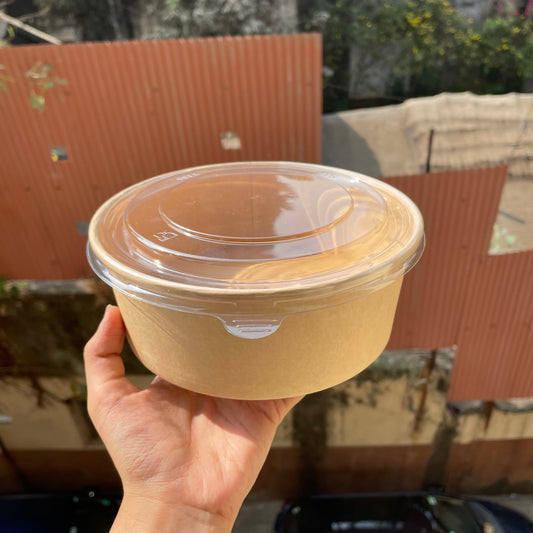 1300 ML Kraft Tub With Transparent Lid / Salad Bowl (10pc)