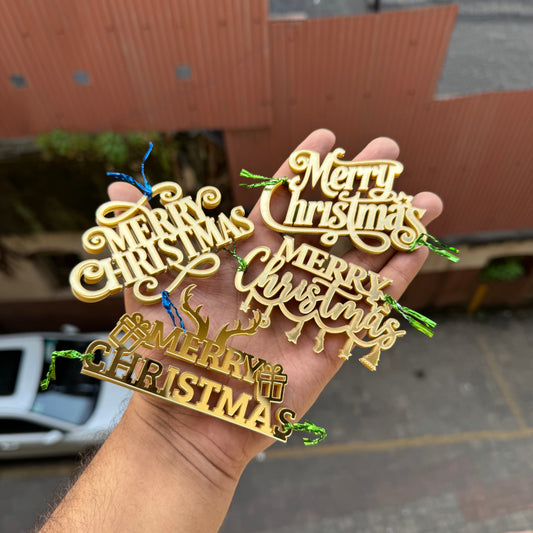 Christmas Acrylic Charms With Self Adhesive Peel & Stick For Hampers & Boxes (5pc) • Any Design Surprise Me