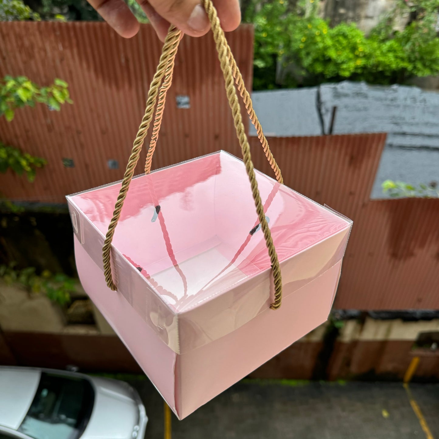 Hamper String Box With Transparent Lid 8x8x4 (10pcs)