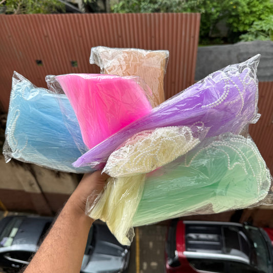 Blue Flower Wrapping Mesh | Pearl Edge Wrinkled Wavy Net Flower Wrapping Bouquet Paper