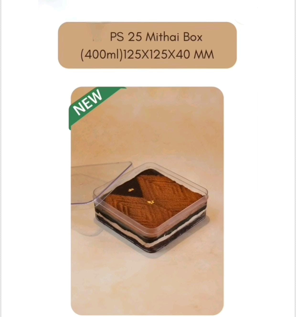 Trending Big Size Square Acrylic Tub For Tiramisu & Pudding (10pc)