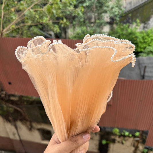 Mauve Wrapping Mesh | Pearl Edge Wrinkled Wavy Net Flower Wrapping Bouquet Paper