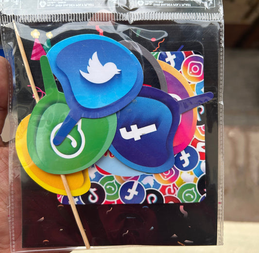 Social Media Paper Theme Cake Topper
