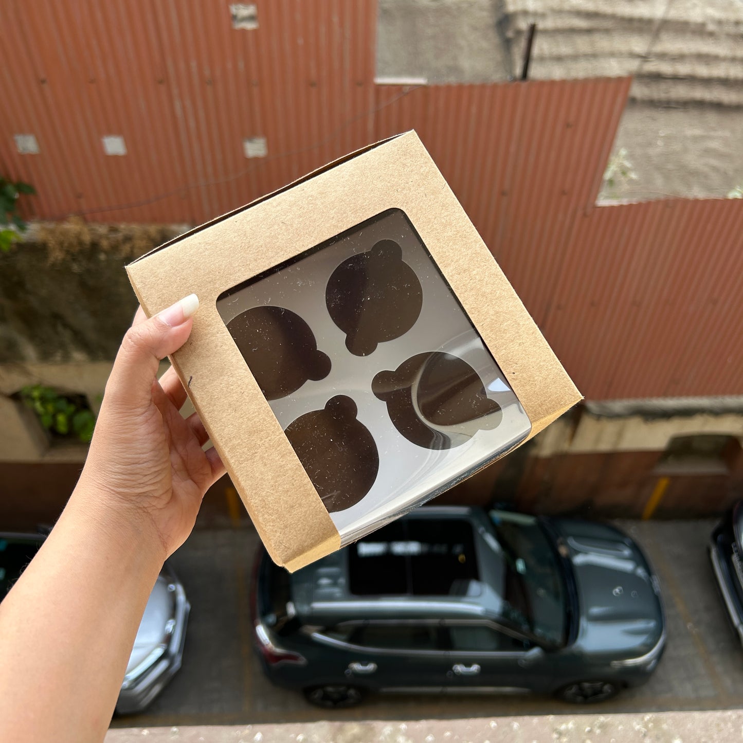 Kraft Boxes - 4 Cupcake Box L Shape (10pc)