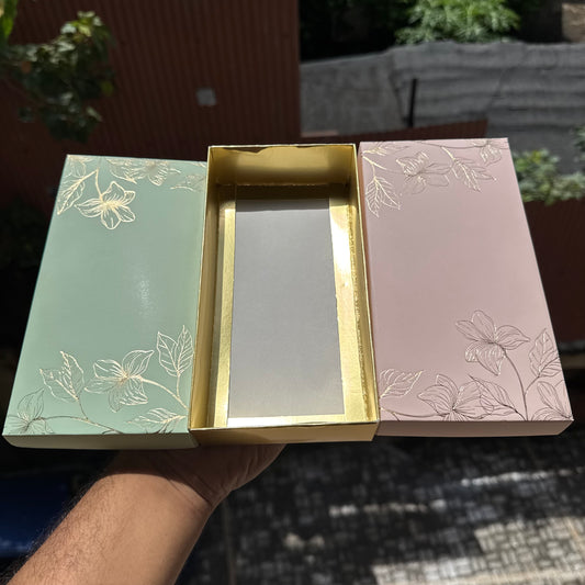 Pastel Petals Collection - 8 Cavity Size Brownie Box Peach (10pc) Top Bottom