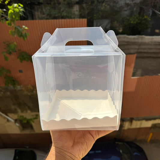 Cake Box Transparent With Handle (10pc) 6x6x6