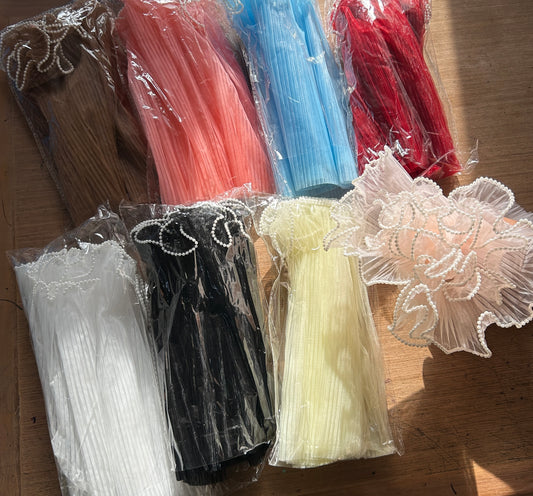 Any Colour Flower Wrapping Mesh | Pearl Edge Wrinkled Wavy Net Flower Wrapping Bouquet Paper