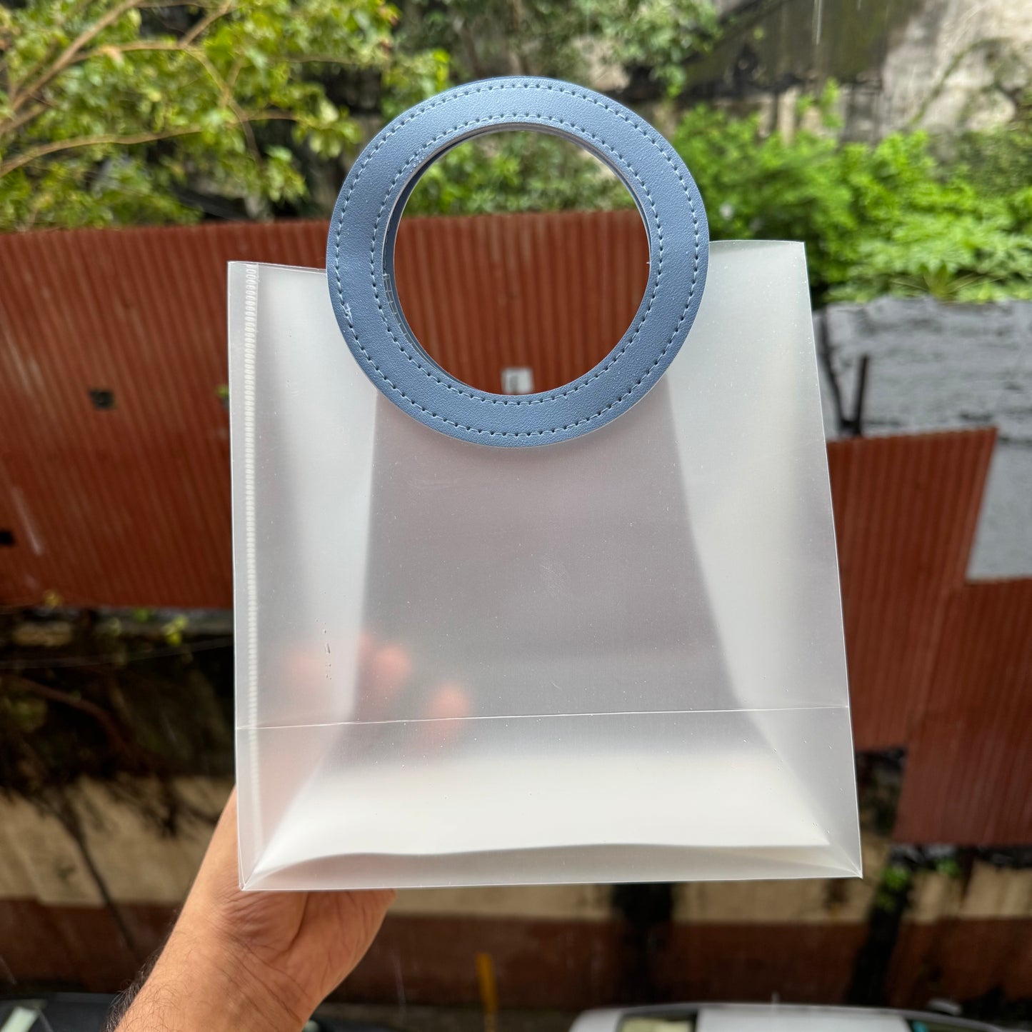Pvc Frosted Round Bag 8x9 (10pc) Blue