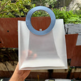 Pvc Frosted Round Bag 8x9 (10pc) Blue
