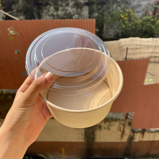 1000 ML Kraft Tub With Transparent Lid / Salad Bowl (10pc)