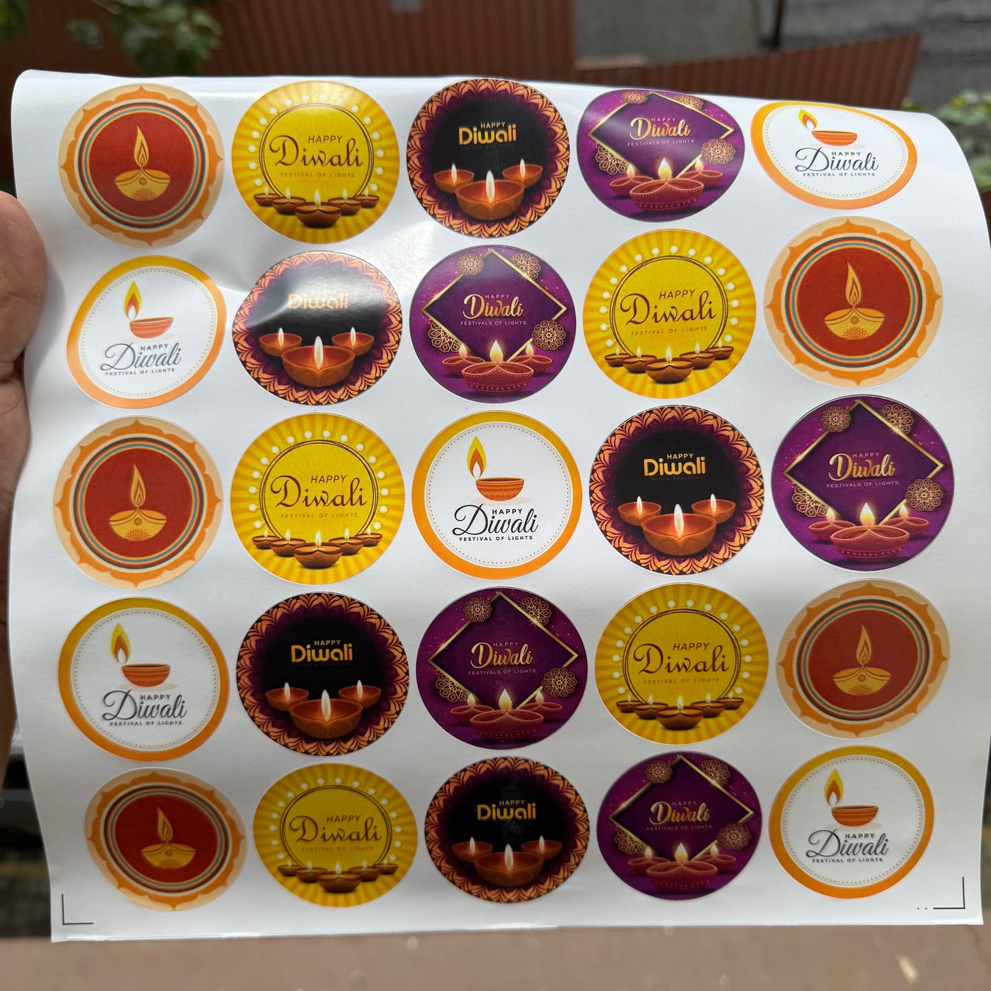 Diwali Round Cut Sticker Sheet - Non Transparent