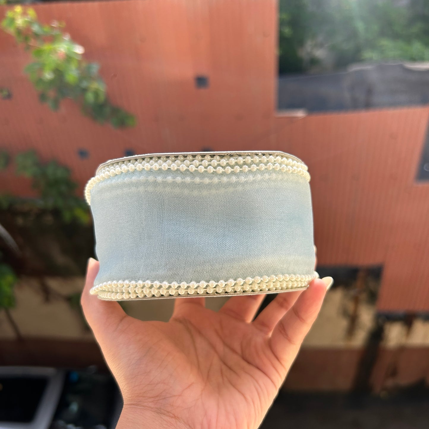 Powder Blue Trending Pearl Ribbon