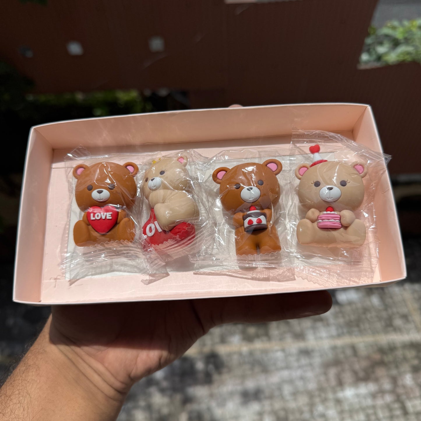 Cute Teddy Toy Topper Set Of 4pc