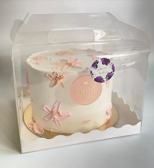 Cake Box Transparent With Handle (10pc) 6x6x6