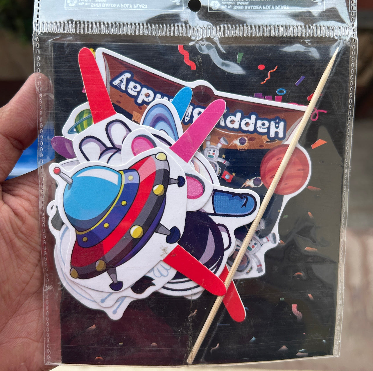 Space Paper Theme Cake Topper