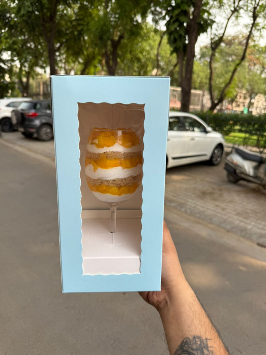 Trending Wine Glass Cake Box Blue