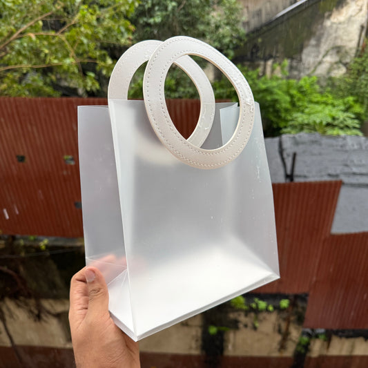 Pvc Frosted Round Bag 8x9 (10pc) White