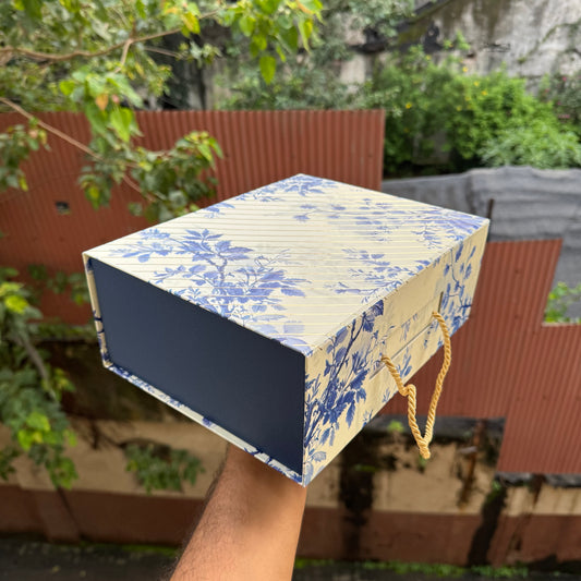 Premium Aesthetic Floral Print Collapsible Hamper Box with Gold Foiling Detailing