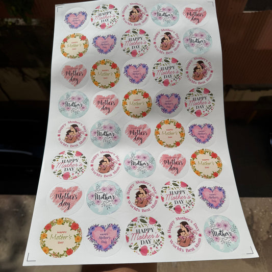 Mothers Day Round Cut Sticker Sheet - Non Transparent
