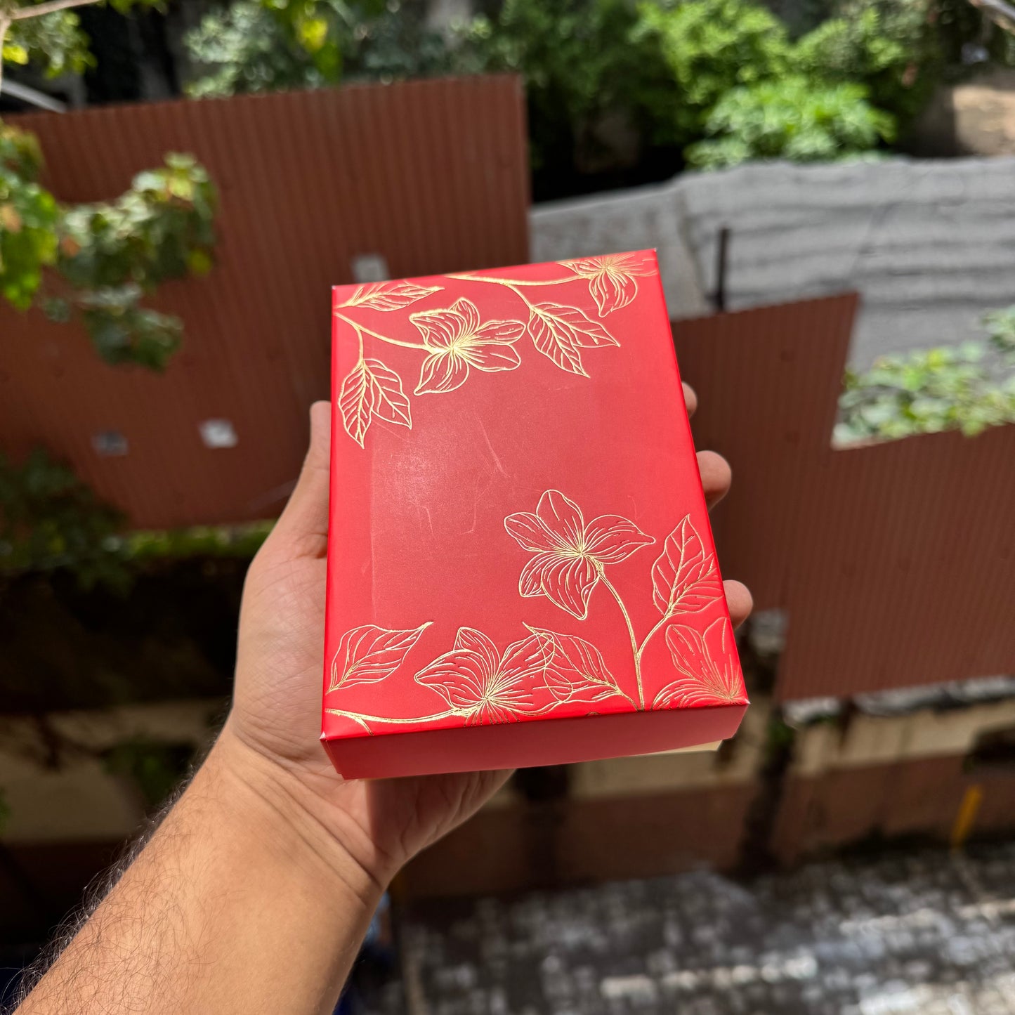 Pastel Petals Collection - 6 Cavity Box with Premium Cavity for Chocolates,Truffles - Red (10pc) Top Bottom