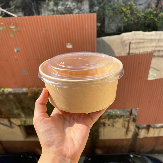 750ML Kraft Tub With Transparent Lid / Salad Bowl (10pc)