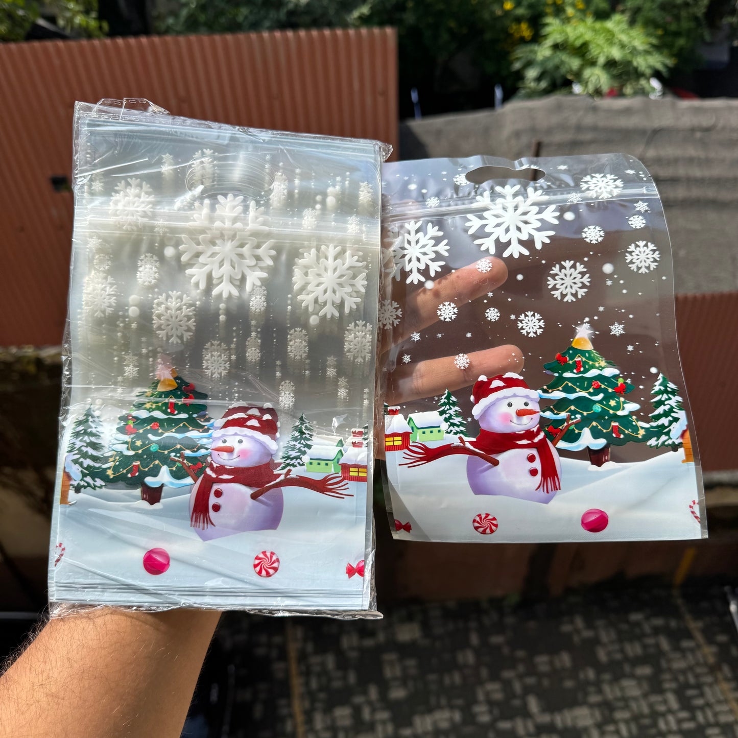 Snowflake Transparent Candy / Treat Seal Bag With Handle (50pc)