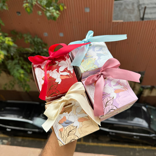 Pretty Floral Box for Candles / Chocolates / Jewellery With Ribbon (10pc)