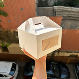 Cake Box With Handle and Window White 8x8x4 (10pc)