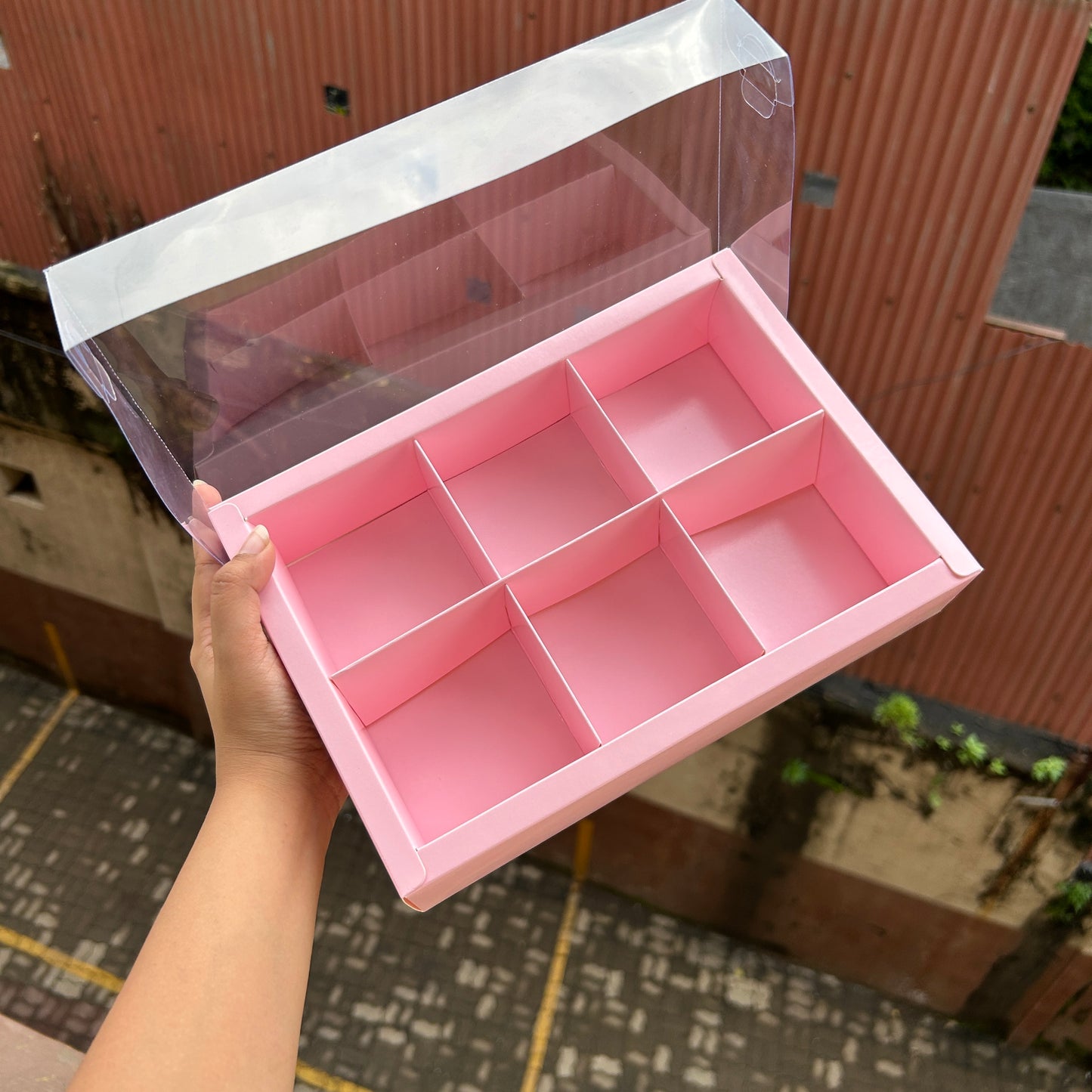 Pink 6 Brownie / Dry-fruit Partition Box (10pc)
