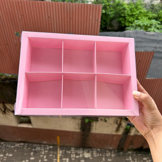 Pink 6 Brownie / Dry-fruit Partition Box (10pc)