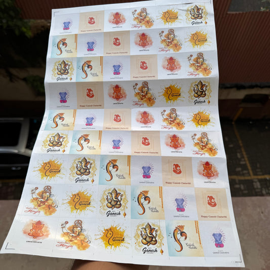 Ganpati Sticker Sheet Square