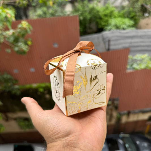 Pretty Box For Candle / Chocolates / Jewellery (10pc) with Gold Detailing & Ribbon Included