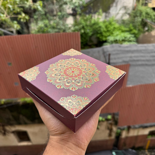 Kohinoor Collection 9Cavity Box For Chocolates / Brownies / Truffles / Candles and More with Gold Foiling Detailing (10pc) WITH Cavity