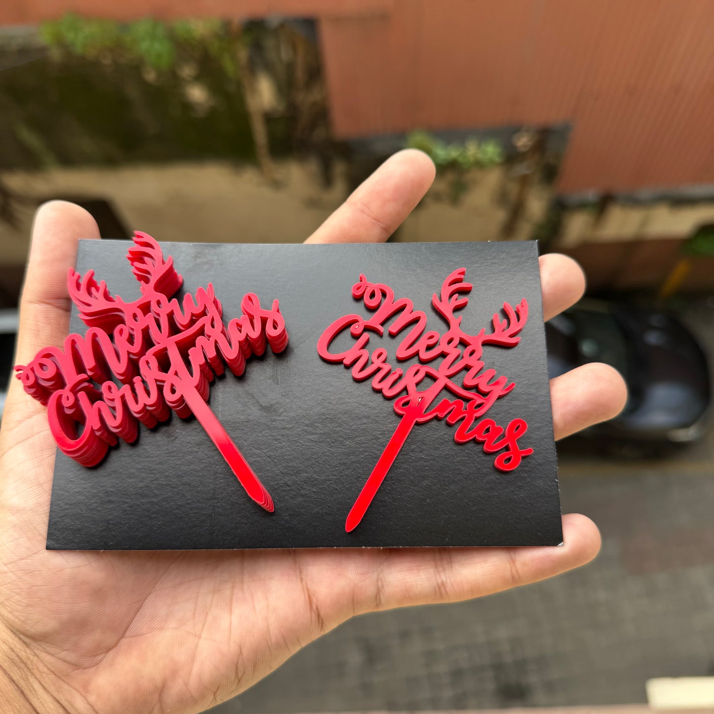 Merry Christmas Red Acrylic Topper / Tag (10 pc)