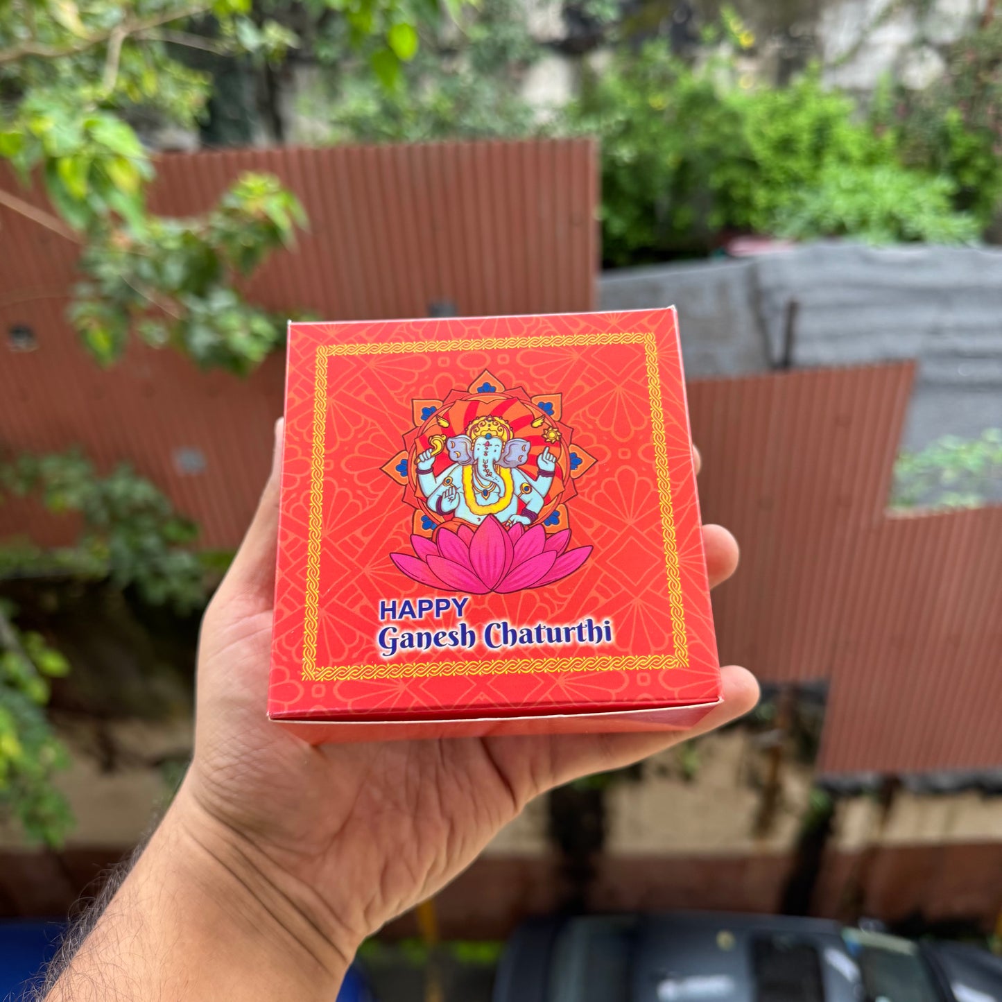 4 Modak Box For Ganesh Chaturthi (10pc) with gold premium cavity
