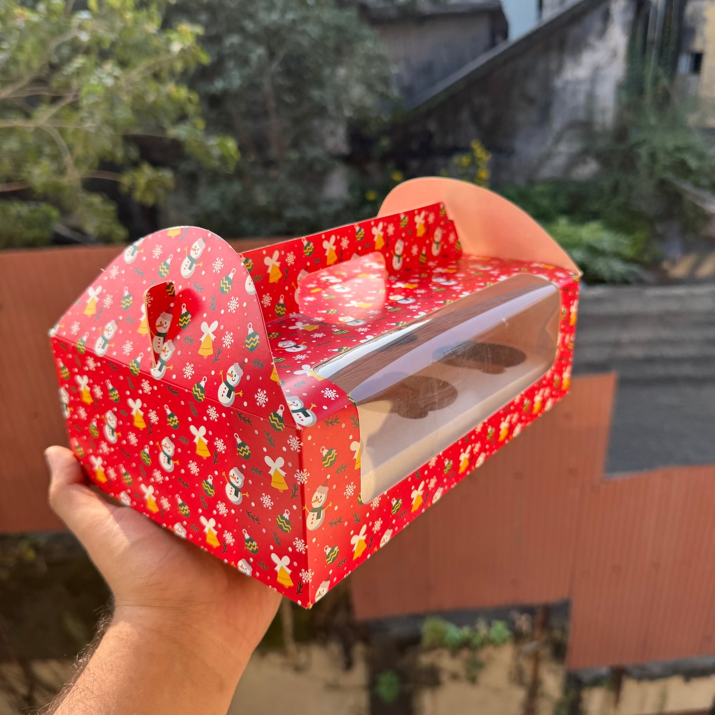 Christmas Box For 6 Cupcake / Jar / Candle / Bento Cupcake Hamper With Handle (10pc)