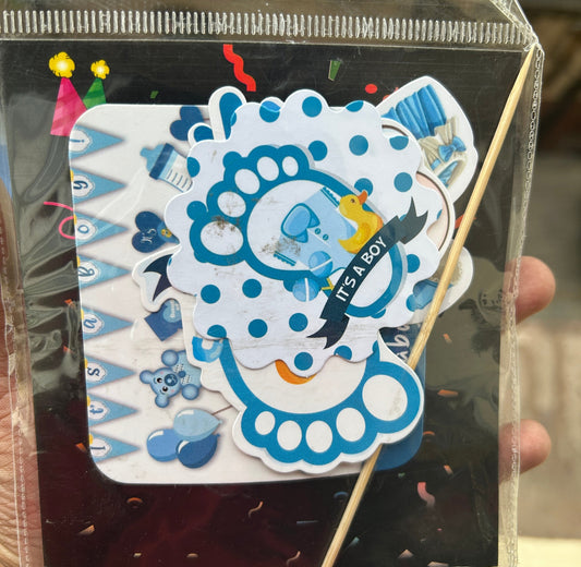 Baby Boy Paper Theme Cake Topper