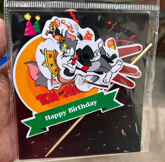 Tom Jerry Paper Theme Cake Topper
